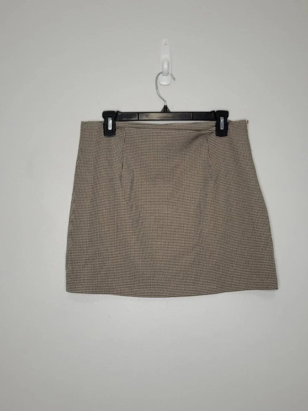 Order Plus tan black plaid pull on micro mini side slit preppy academia skirt L